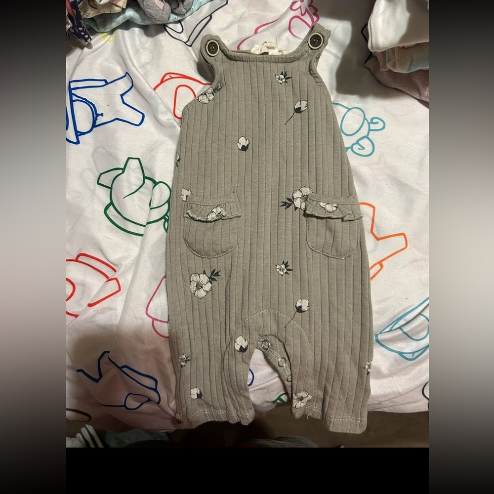 Floral Gray Kids Overalls
